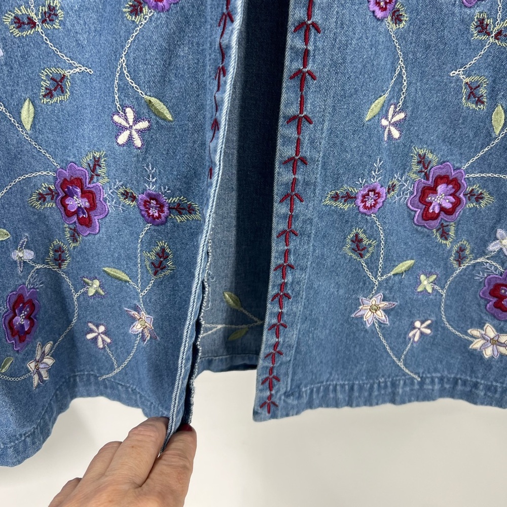 Christopher & Banks vintage 100% cotton lightweight embroidered cropped jacket L - Picture 7 of 13